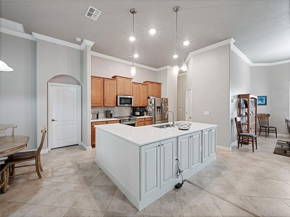 Large Kitchen Island with Storage Facing Great Room