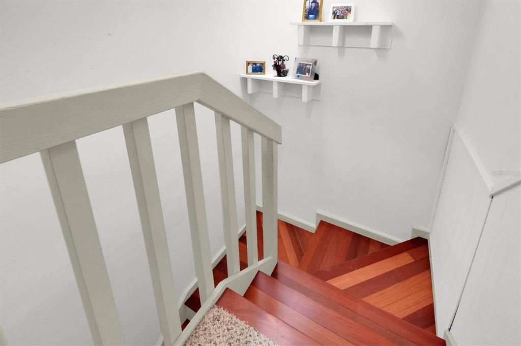 Stairway with cherry stair treads