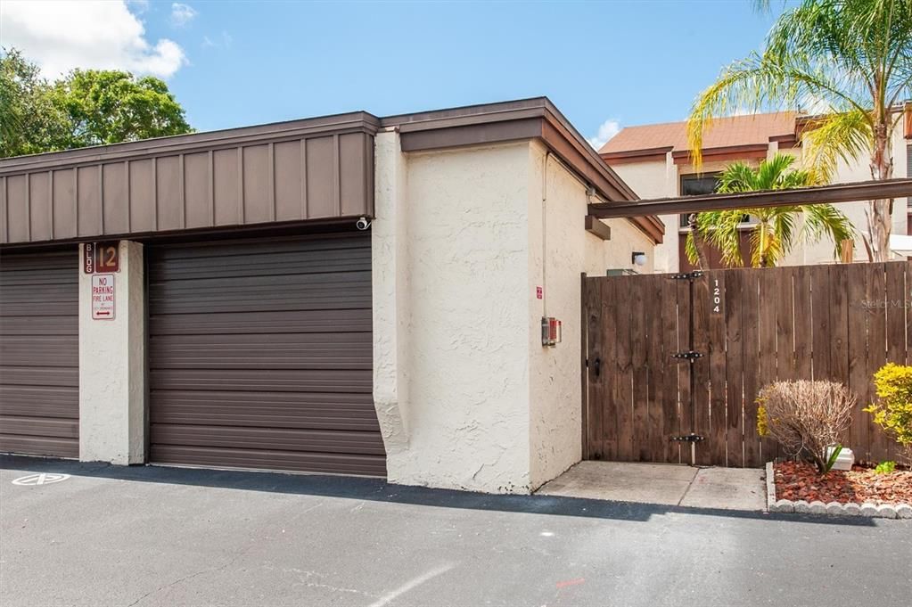 Garage and gated courtyard entries