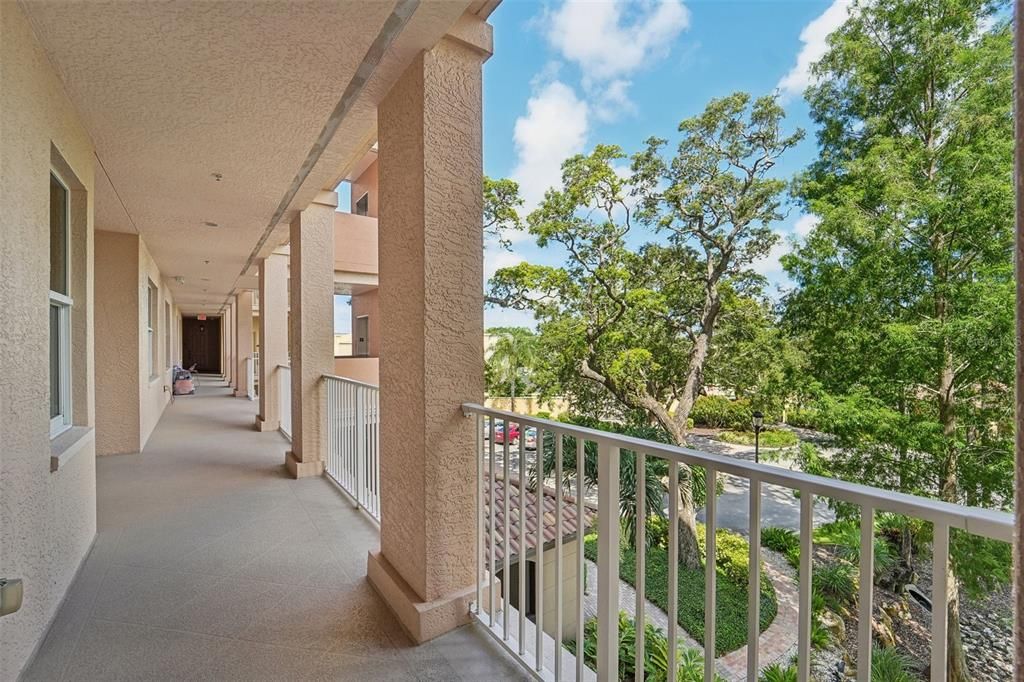 Covered walkway from the Elevator to your Unit