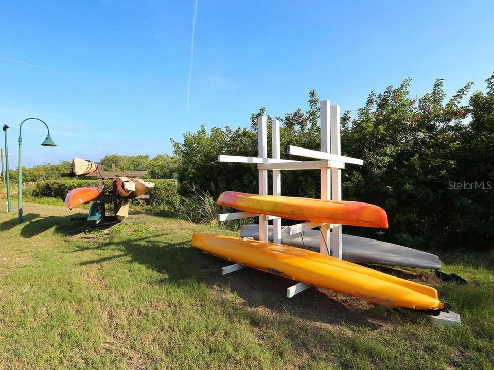Newer Kayak Rack and launch area to Phillippi Creek to the Intracoastal Waterway