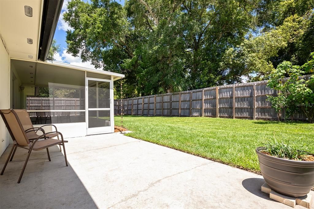 Patio into Screened Porch and Back Yard