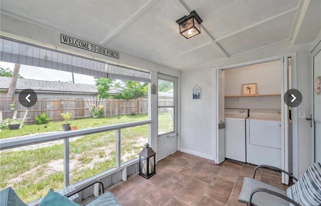 Covered Screened Porch with Washer and Dryer