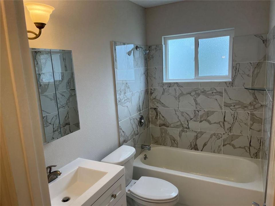 Brand new bathroom in hallway