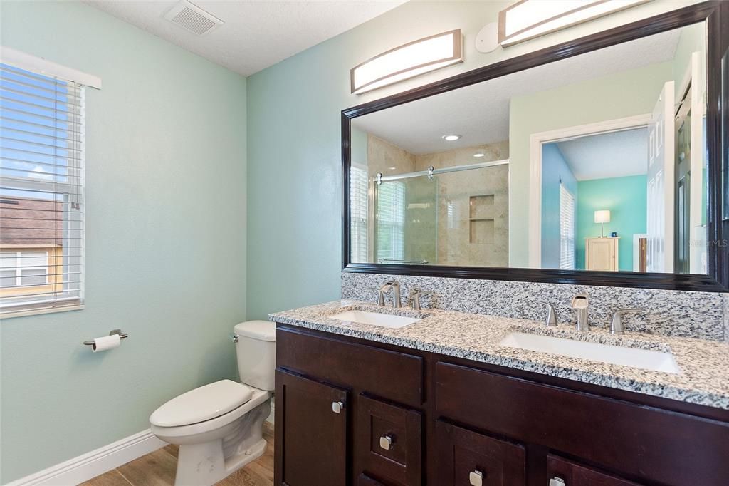 The remodeled primary suite bathroom.
