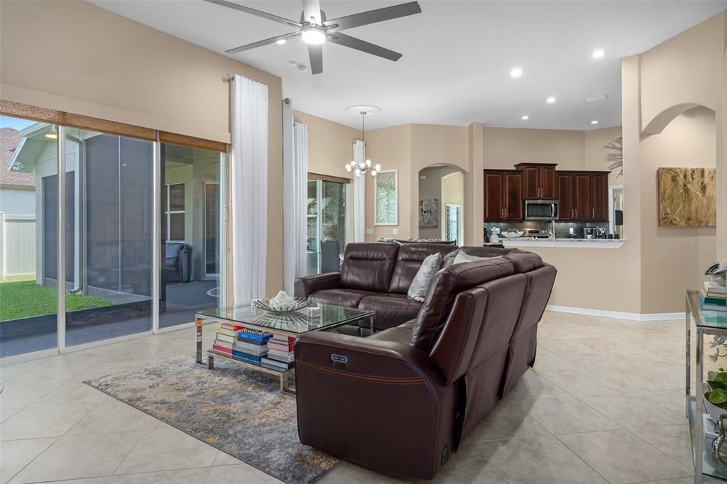 Family Room/Kitchen Combo Overlooking Screened Lanai