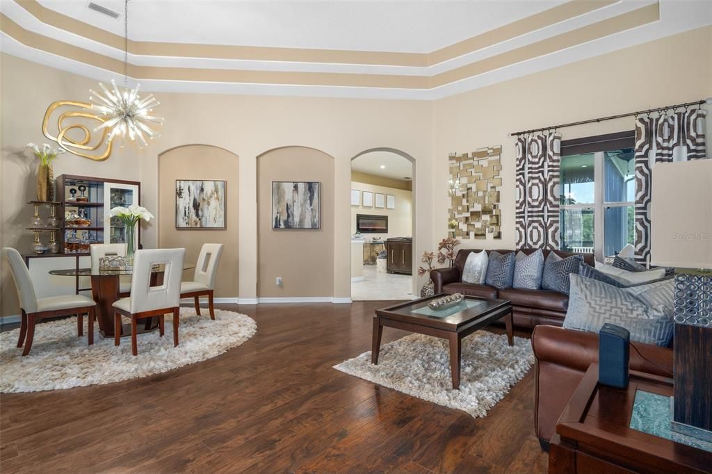 Formal Living/Dining Room with Double Tray Ceiling