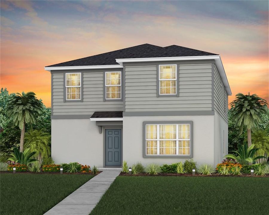 Exterior Design. Artistic rendering for this new construction home. Pictures are for illustrative purposes only. Elevations, colors and options may vary.