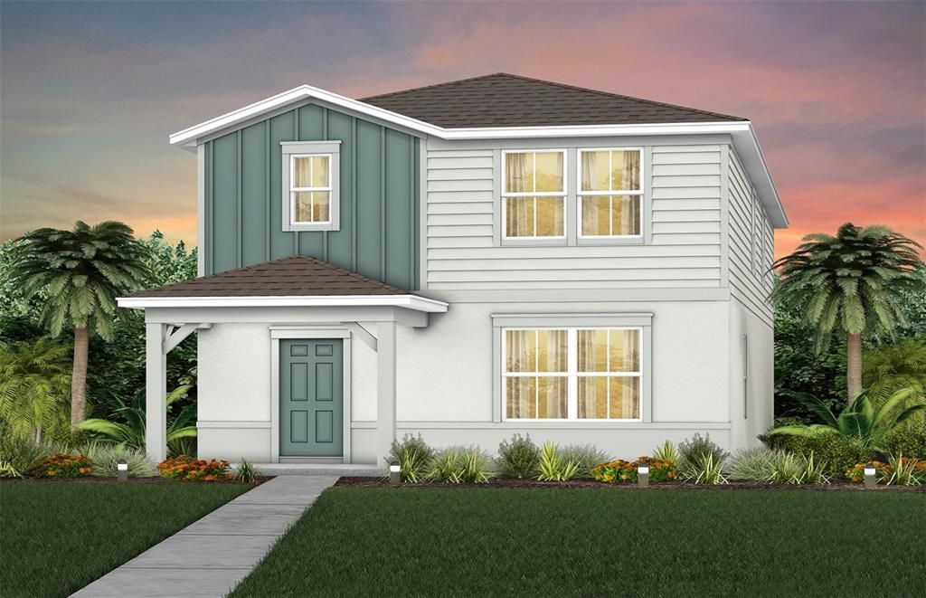 Exterior Design. Artistic rendering for this new construction home. Pictures are for illustrative purposes only. Elevations, colors and options may vary.