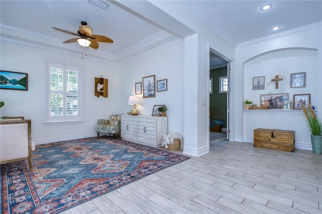 Plantation shutters and beautiful tile floors!