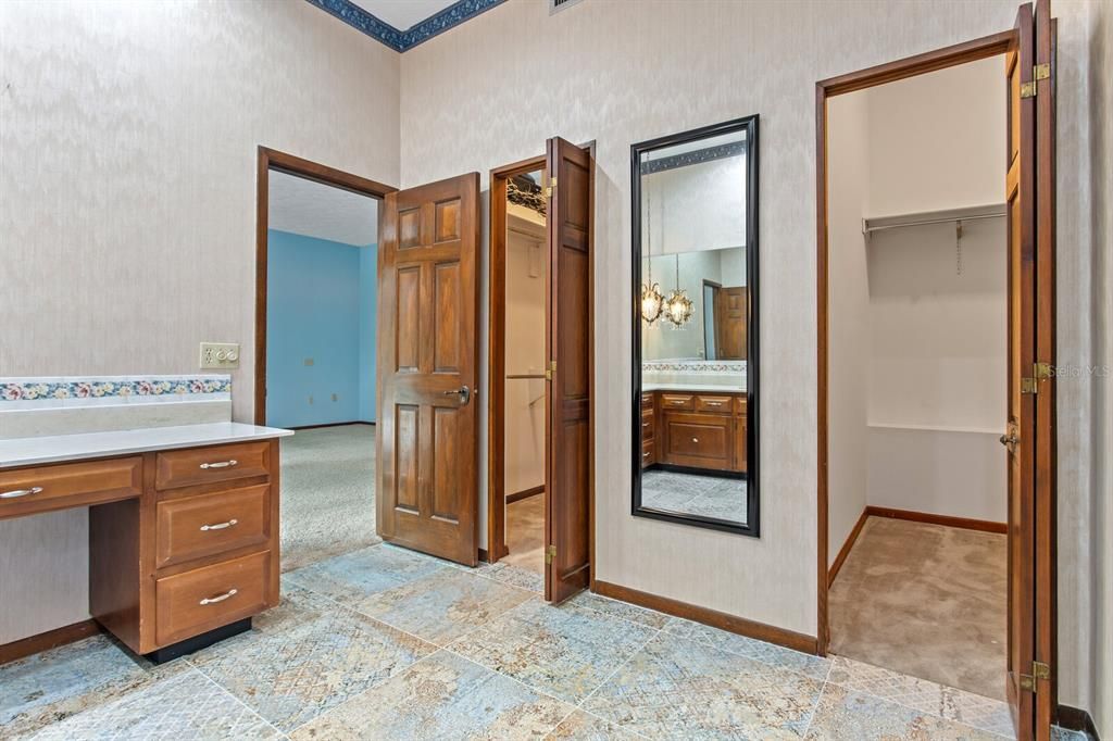 Double walk-in closets in bathroom!