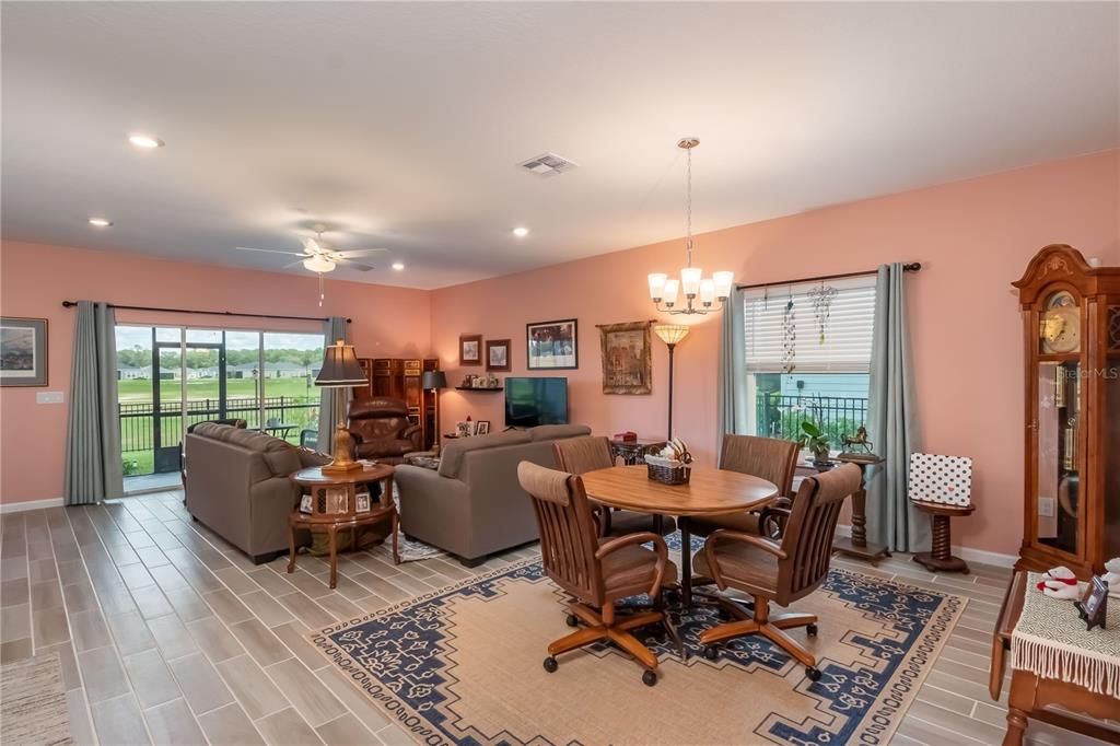 Large and open common space overlooking the retention pond