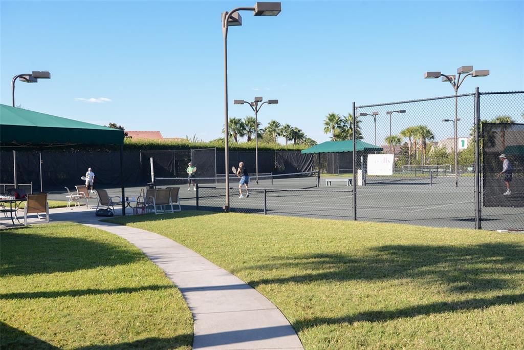 Five soft (HarTru) lighted tennis courts and four new pickleball courts beyond