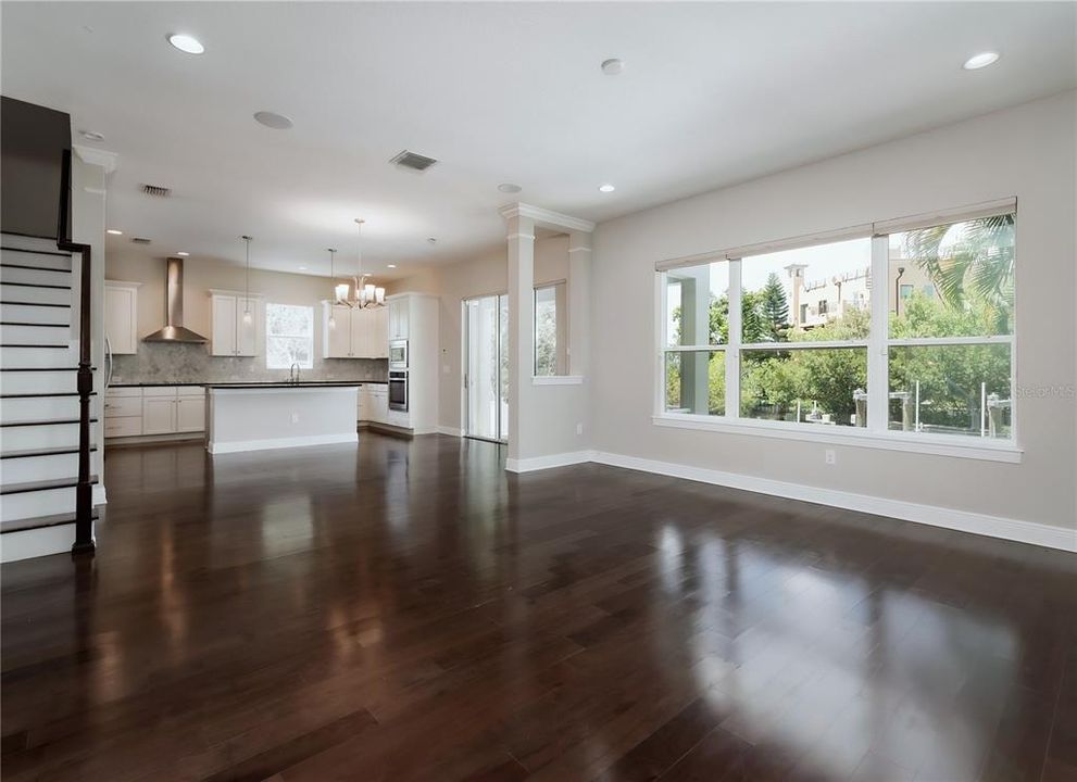 Open concept with water/pool views