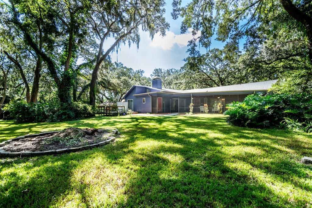 Large back yard with Fire Pit