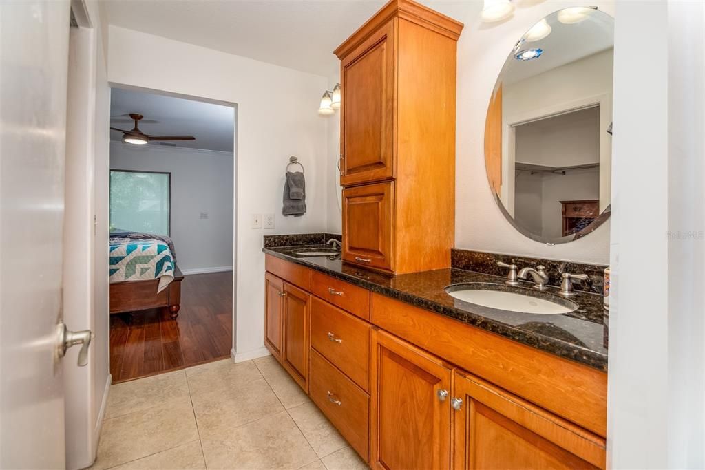 Master Bathroom with Double Sinks and Walk In Closet