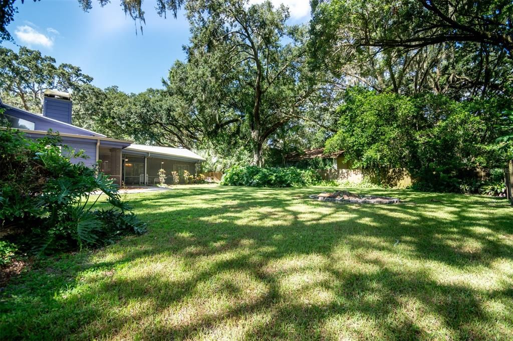 Another View of Large back yard with Mature landscaping