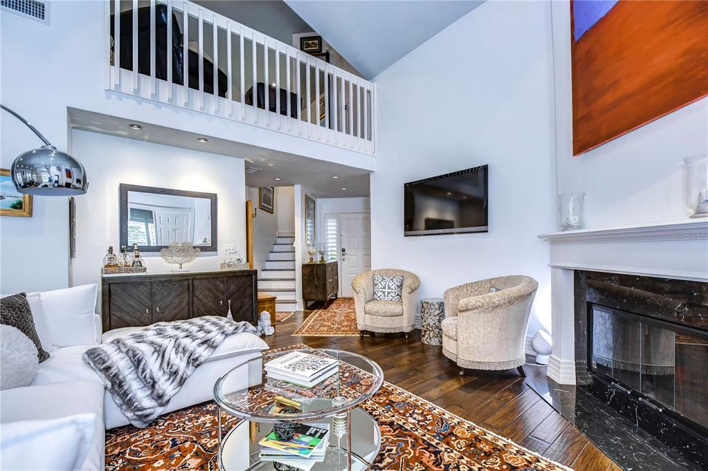 Living Room with wood burning fireplace