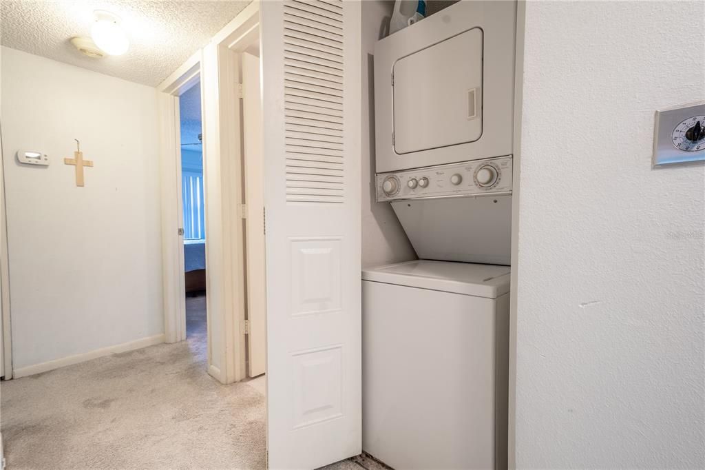 The condo has an in unit, stackable washer and dryer.