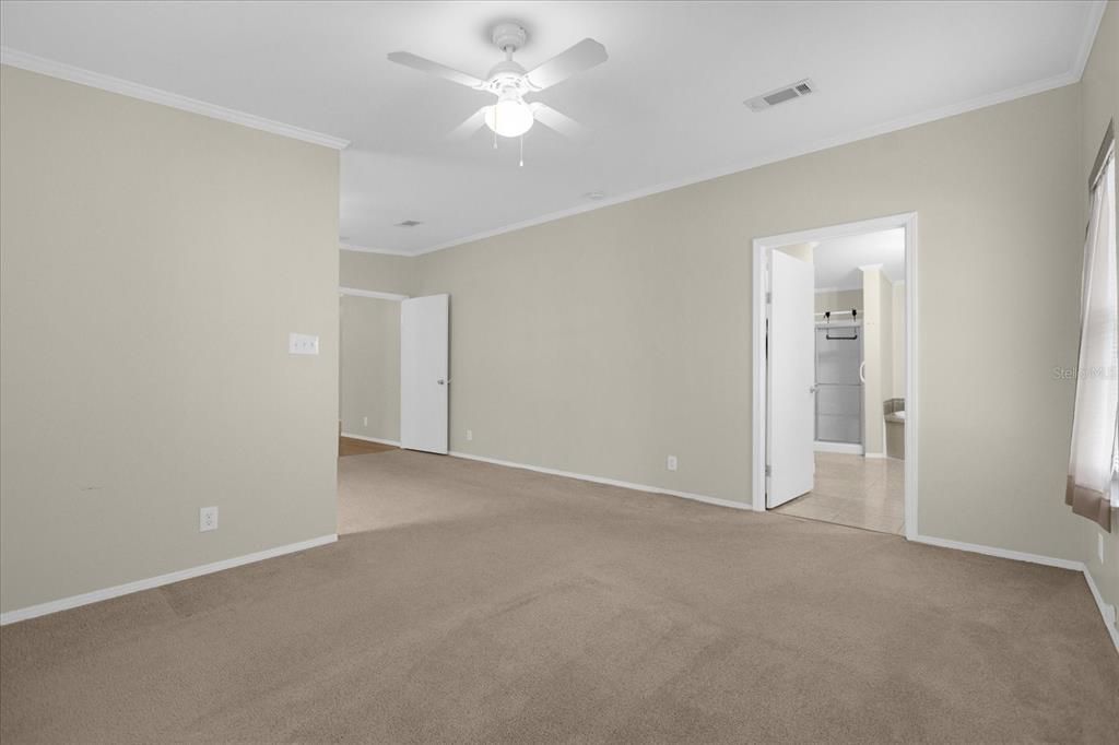 Primary Bedroom looking into Primary Bath & Walk-In Closet