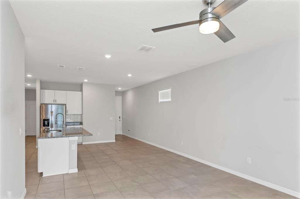 Open kitchen and dining area