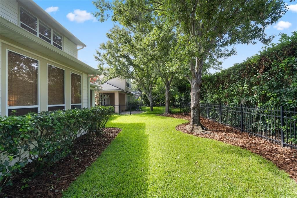 Fully fenced, freshly landscaped back yard