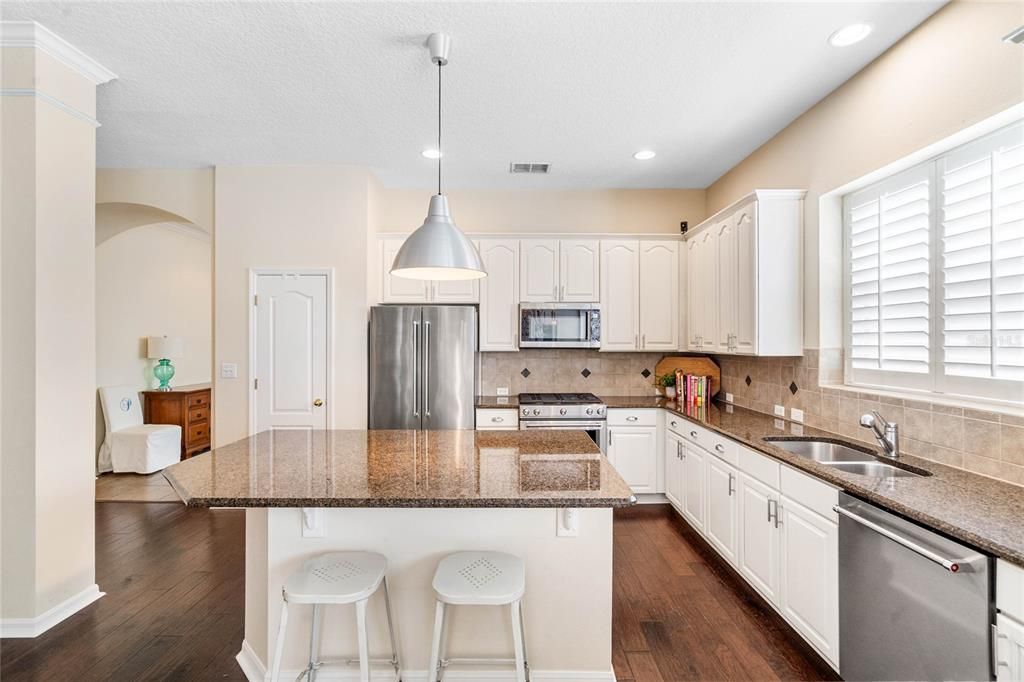 Breakfast bar seating in kitchen