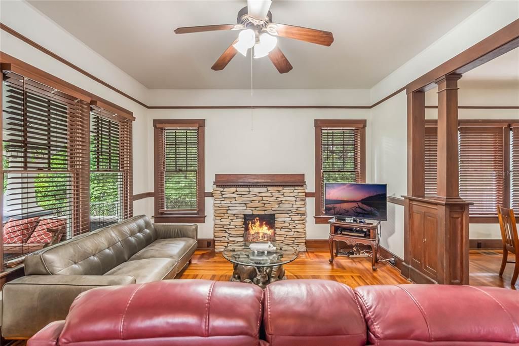 Living room with view from dining room