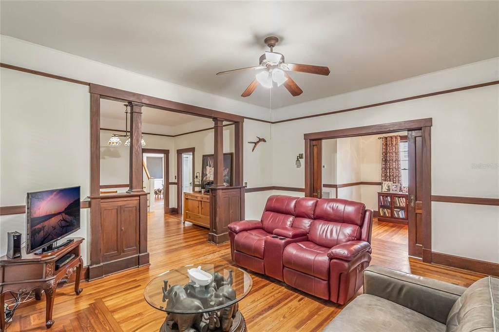 Dining room with view of living room