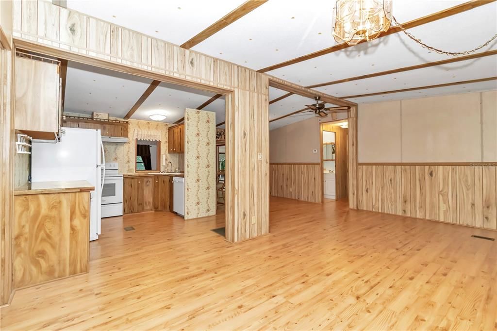 Living room into kitchen