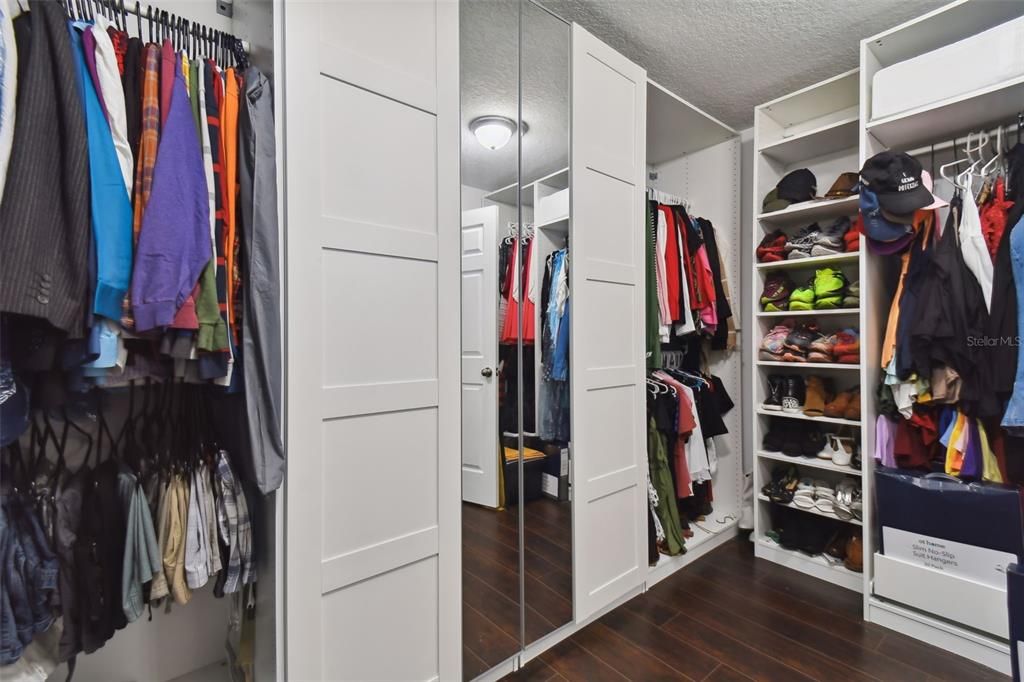 Custom built closet in primary