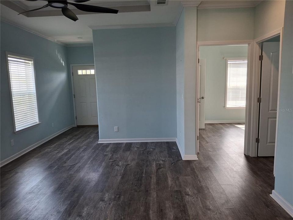 View of living room and front door entrance