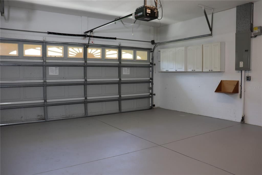 Garage has newly painted floors