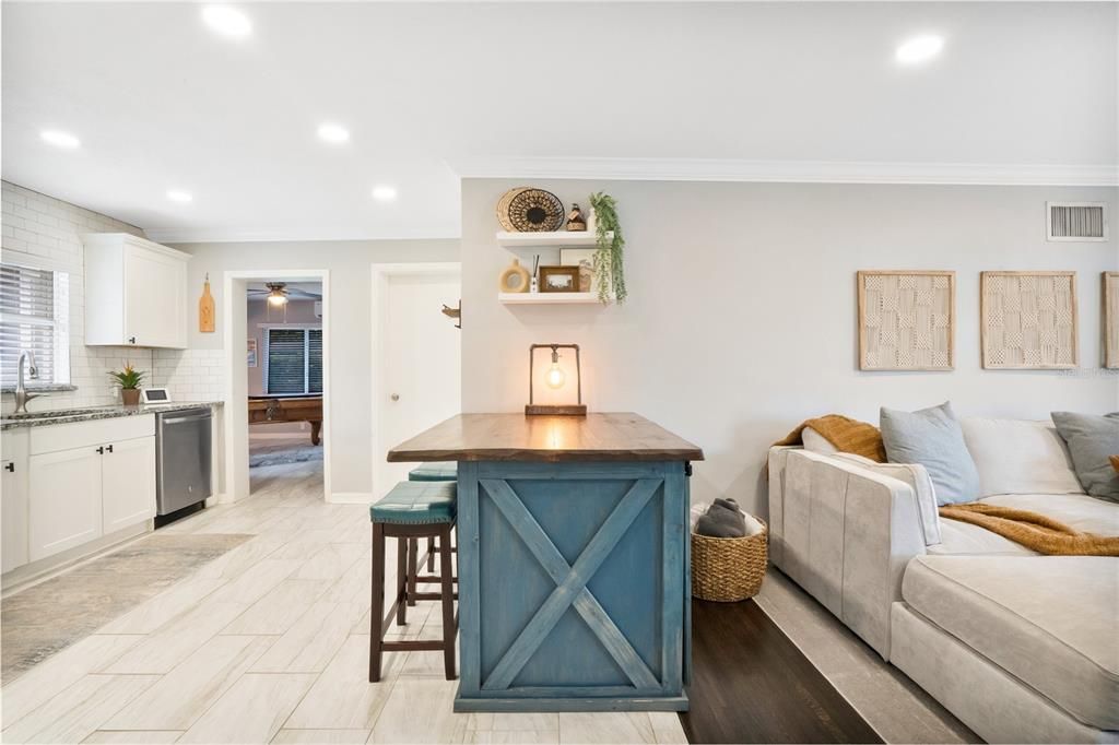 Kitchen overlooking BACKYARD