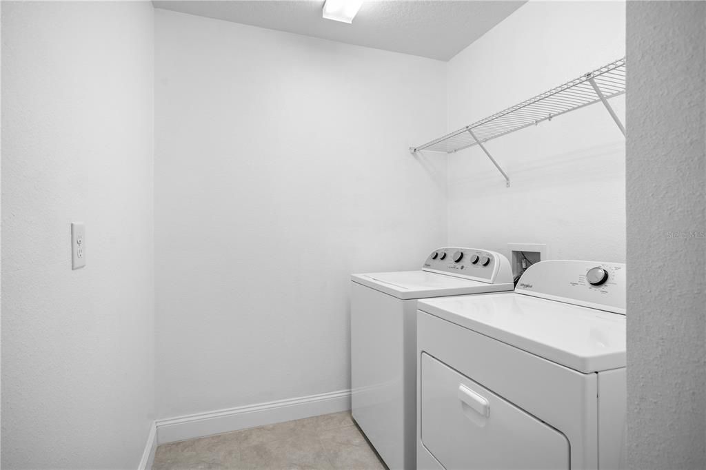 Washer and dryer included. Laundry room is near the garage.