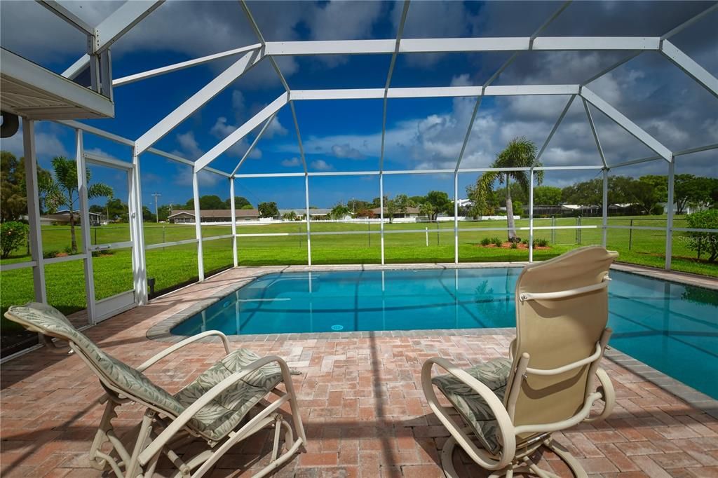 Seating area around the pool