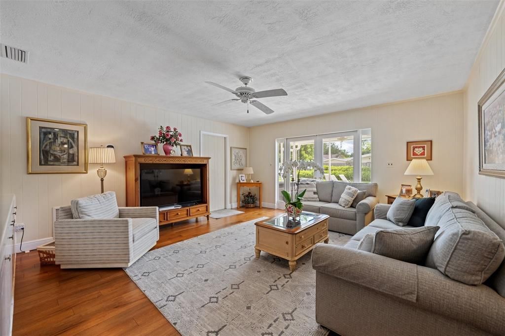 Family Room with French Doors to the Screened in Lanai.