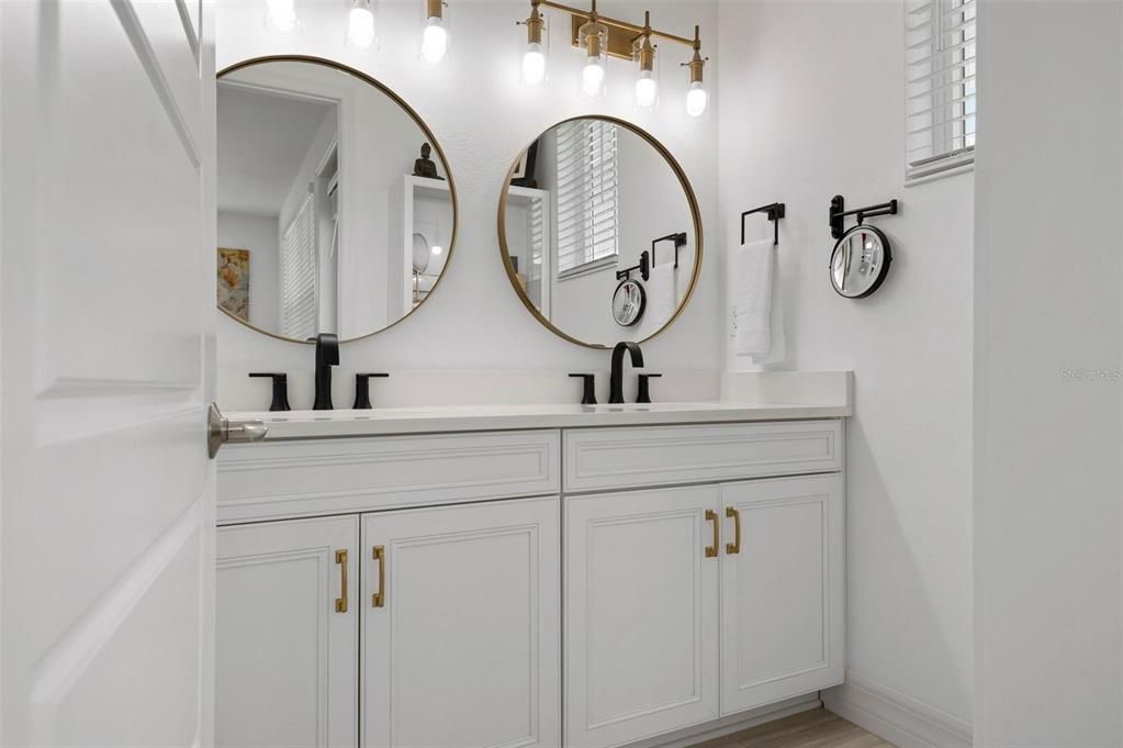 Primary bath with dual vanities