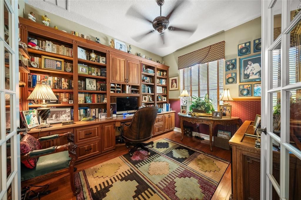 Downstairs Den / Office Library with custom built-ins.