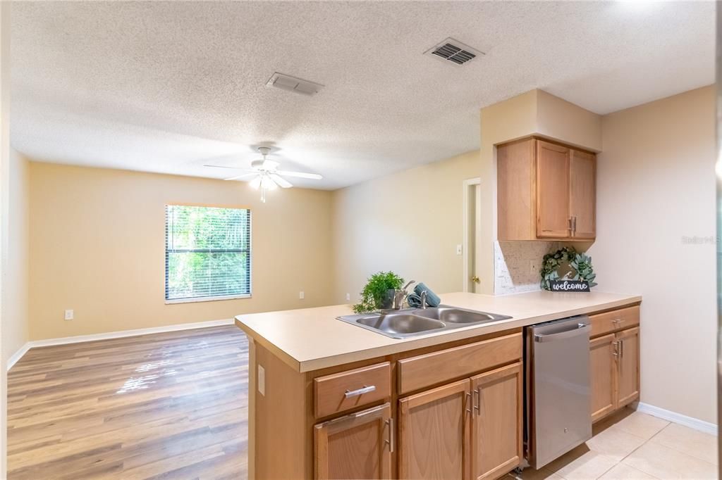 Kitchen Overlooks Family Room