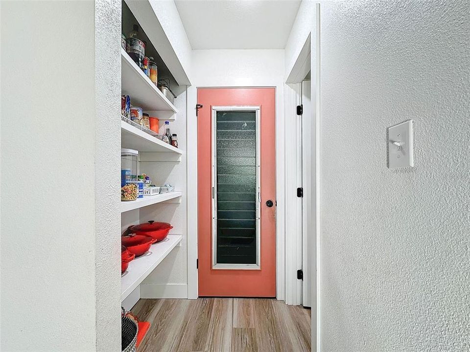 Door to garage, right off the kitchen for convenience.