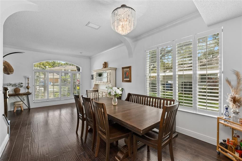 Dining Room with crystal chandelier