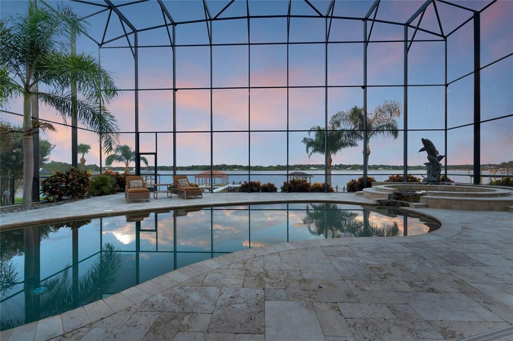 Pool & Spa Area at Sunset