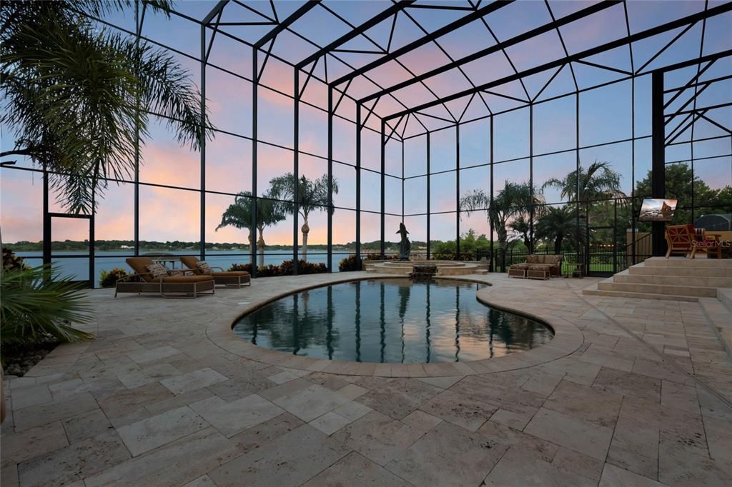 Pool & Spa Area at Sunset