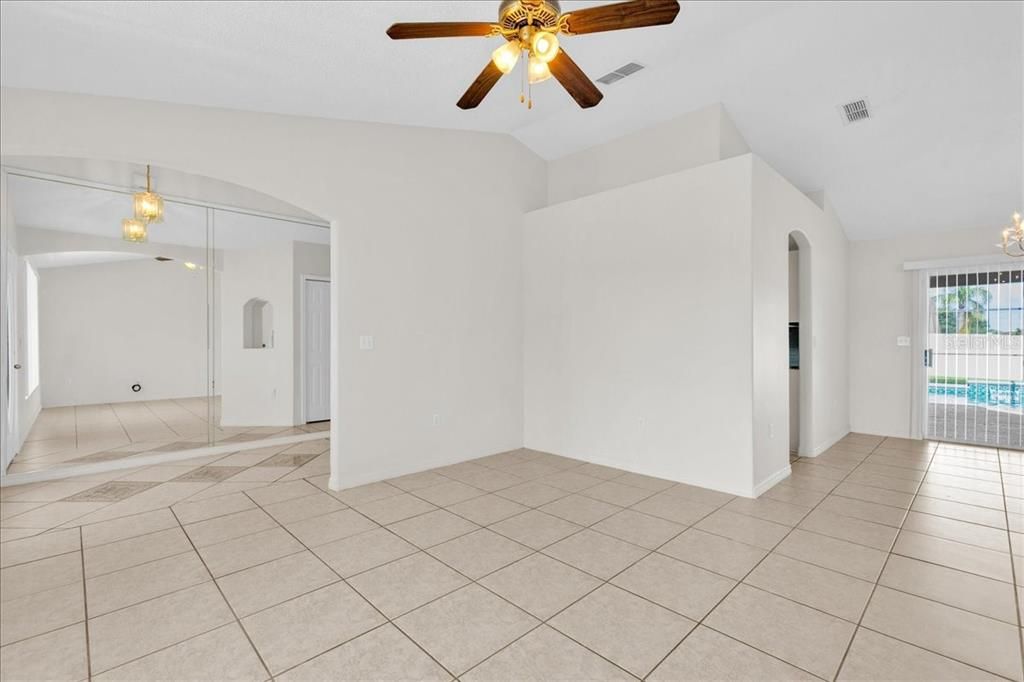 Living Area with view of the dining room on the right