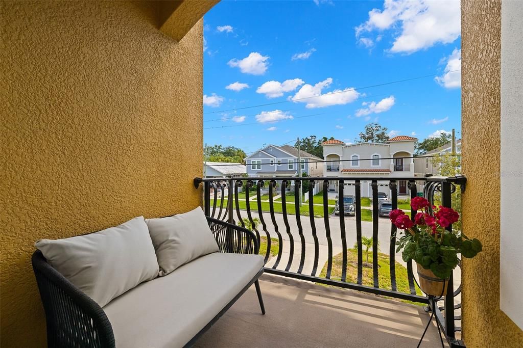 2nd floor balcony right off of the living space