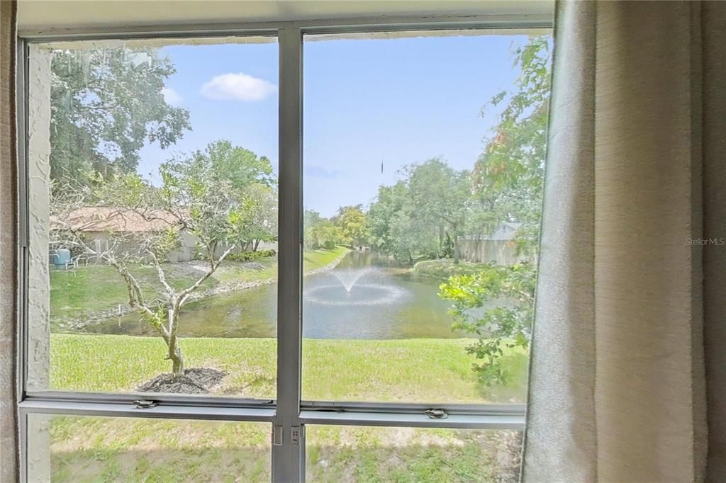 View of fountain from dining room