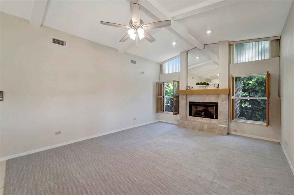 Family room with fireplace