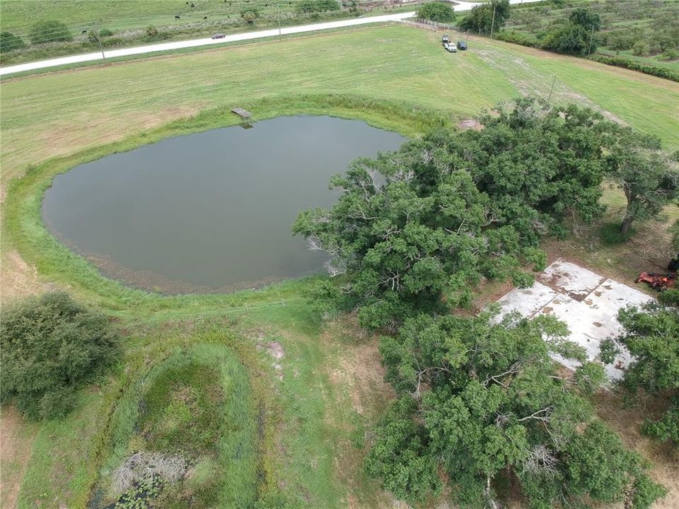 Aerial view - house pad and pond