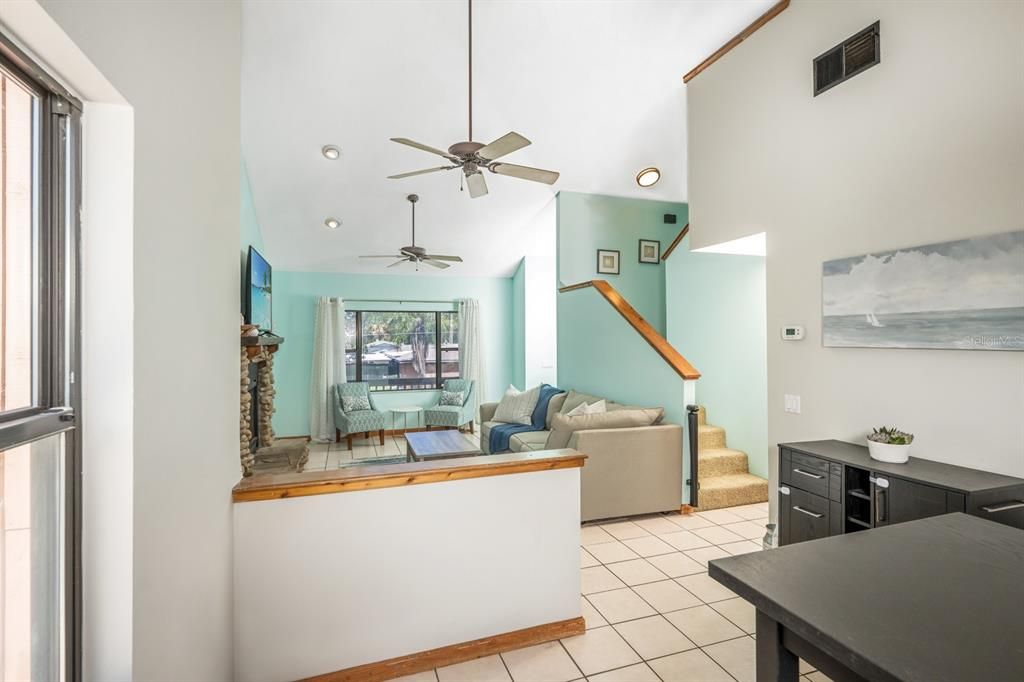 Dining room leading into family room